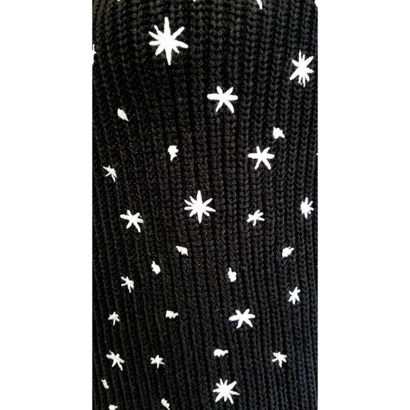 Style & Co Black White Embroidery Star Petite Whimsy Pullover Sweater (M) NWT - Picture 6 of 8